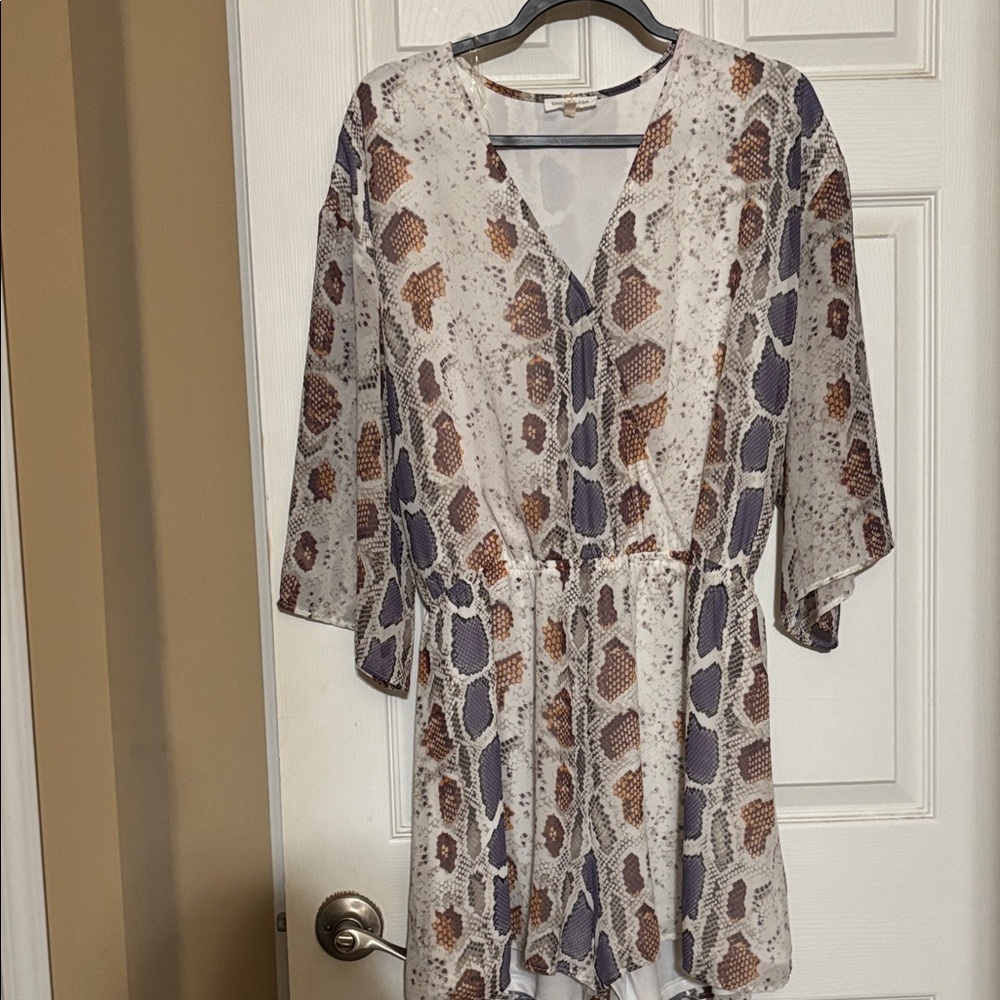 Snake Print V-Neck Romper.